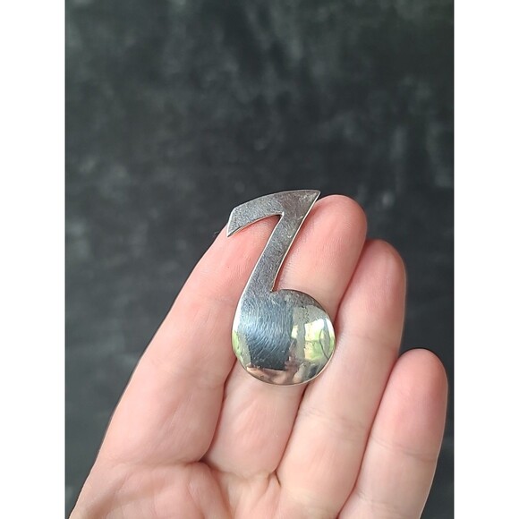 925 Sterling Silver Music Note Brooch Vintage Mexico - Picture 1 of 10